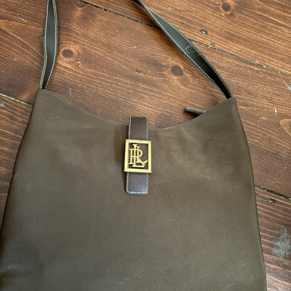 Ralph Lauren Brown Gold Accent Shoulder Bag